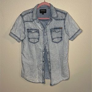 Men vintage distress button up
